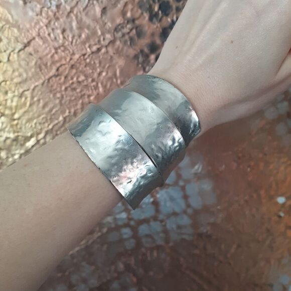 Zara Silvertone Statement Cuff Bracelet - Picture 2 of 15